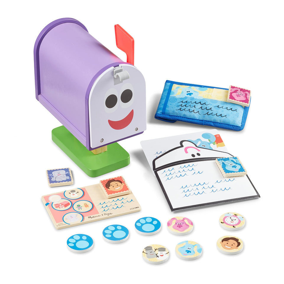 Melissa and Doug Blue's Clues and You mailbox front with working flag for pretend mailtime