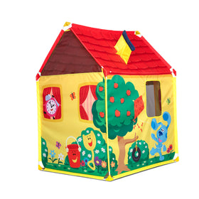 Melissa & Doug Blue's House Tent mesh windows provide ventilation during cozy play sessions