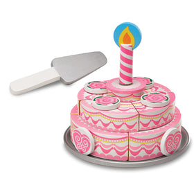 Cake plate and serving knife set for play meals.