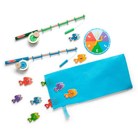 Melissa & Doug Catch & Count wooden fishing game fish pieces for counting practice