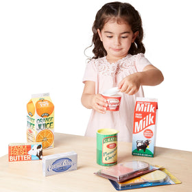 Melissa & Doug cheese slices pack for quick pretend meals.