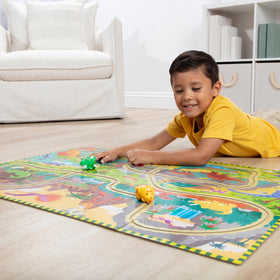 Melissa & Doug kids engaging in floor puzzle play to build focus