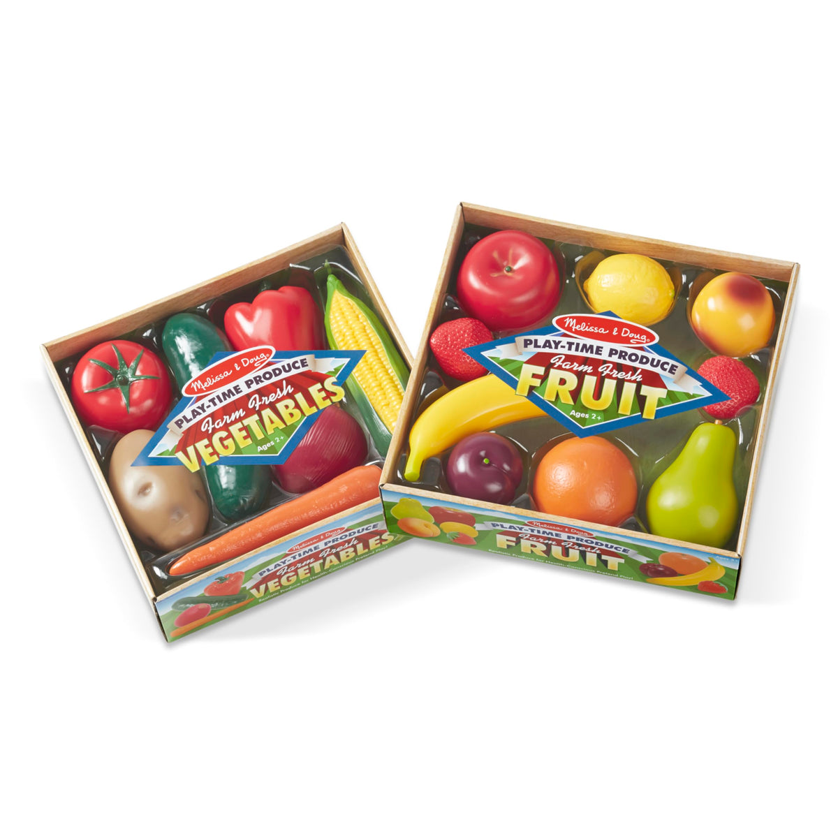 Melissa & Doug child-friendly fruit set for imaginative play with color and size variety.