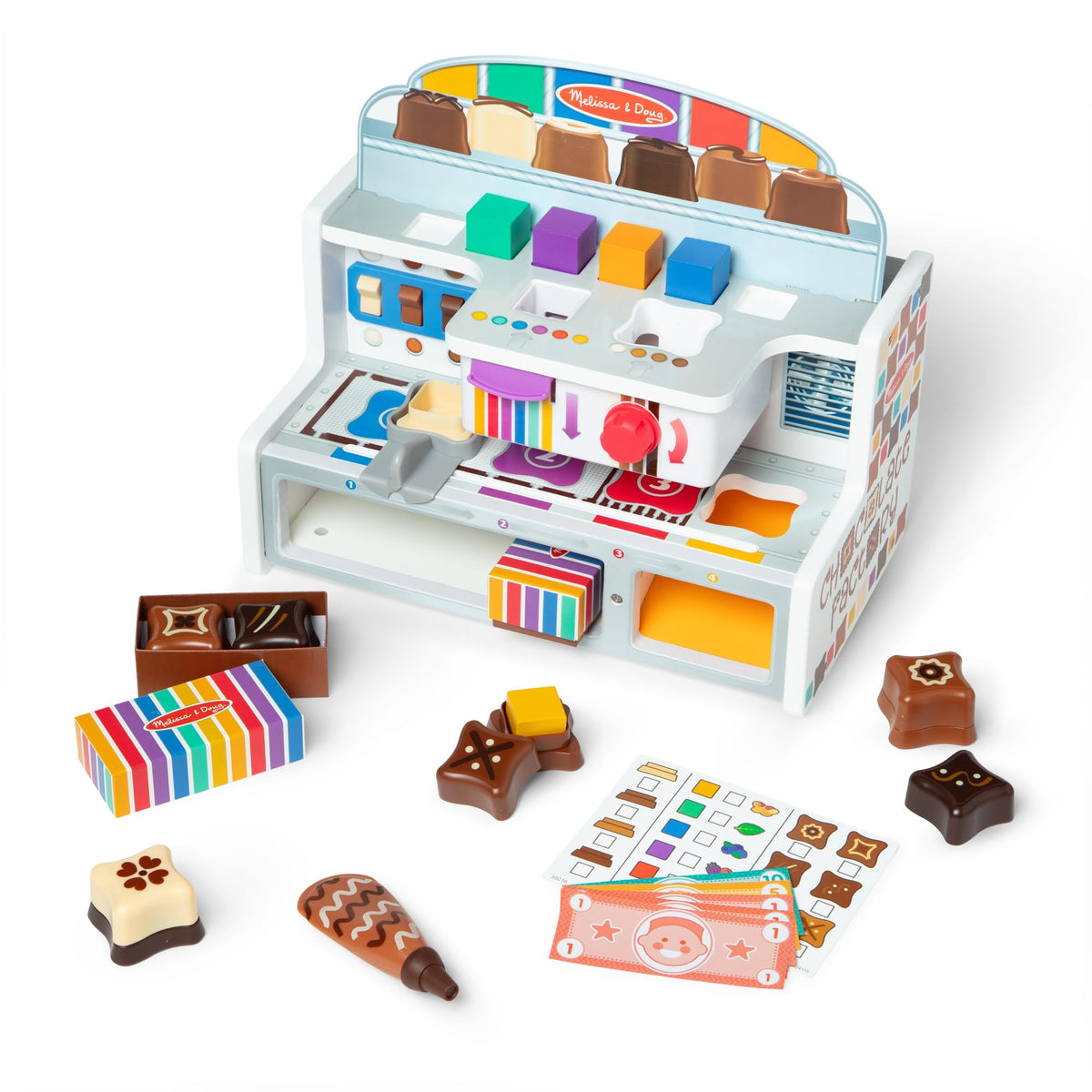 Melissa & Doug chocolate factory base piece for sturdy pretend candy building
