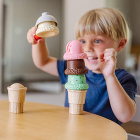 Melissa & Doug chocolate flavor scoop for imaginative cafe scenes.