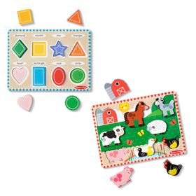 Melissa & Doug shapes chunky puzzle easy-grasp pieces fit little hands for sorting