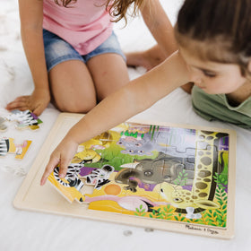 Melissa & Doug colorful puzzle pieces: smooth wood interlocks provide satisfying snap.