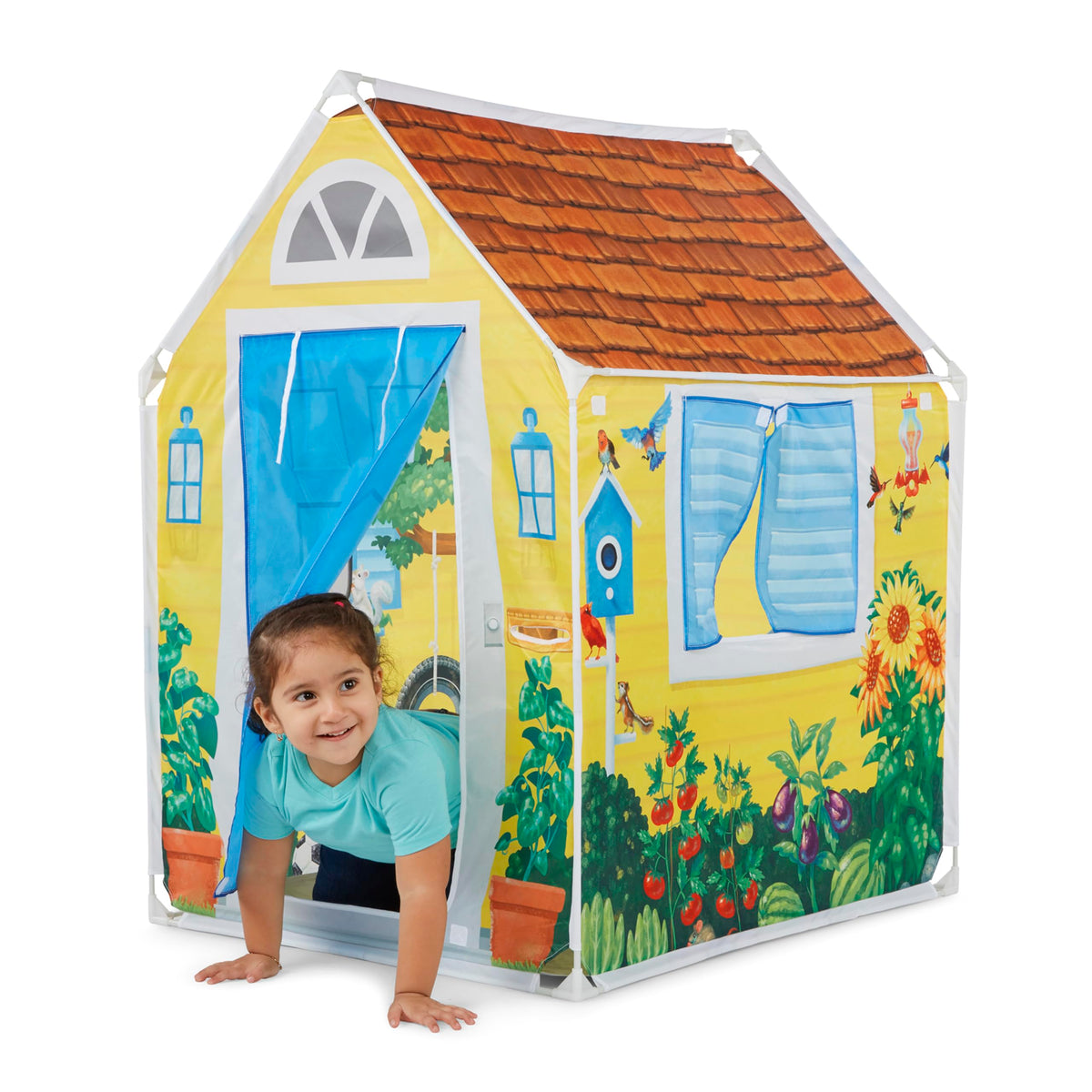 Melissa & Doug Cozy Cottage mesh windows and roof for light and airflow
