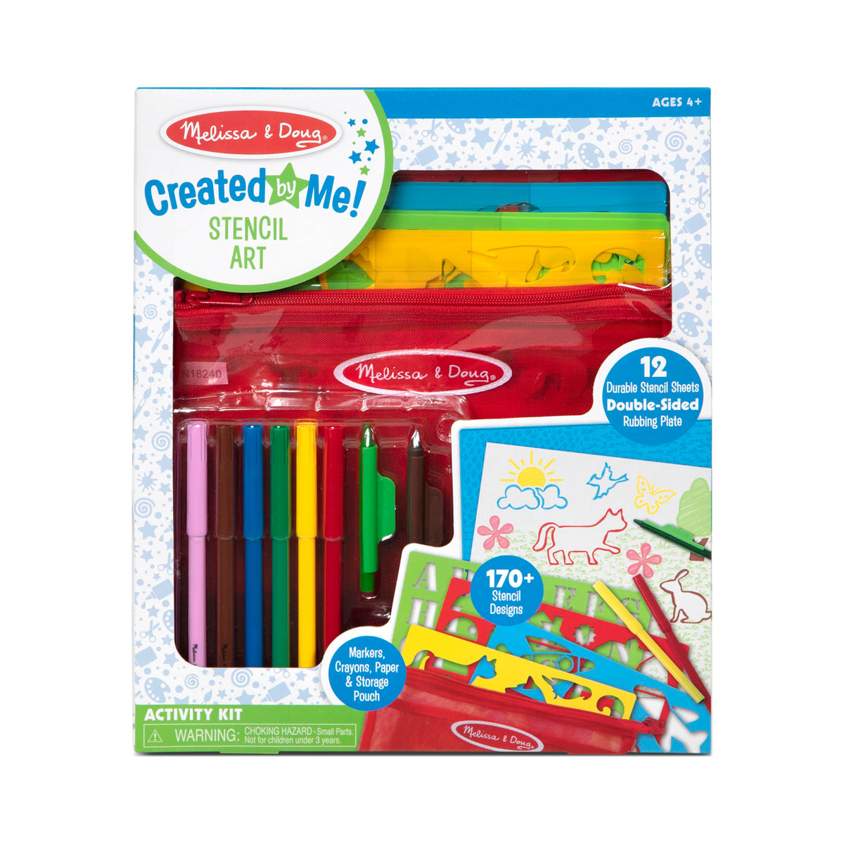 Melissa & Doug Created by Me stencil art kit cover, portable creativity on the go.