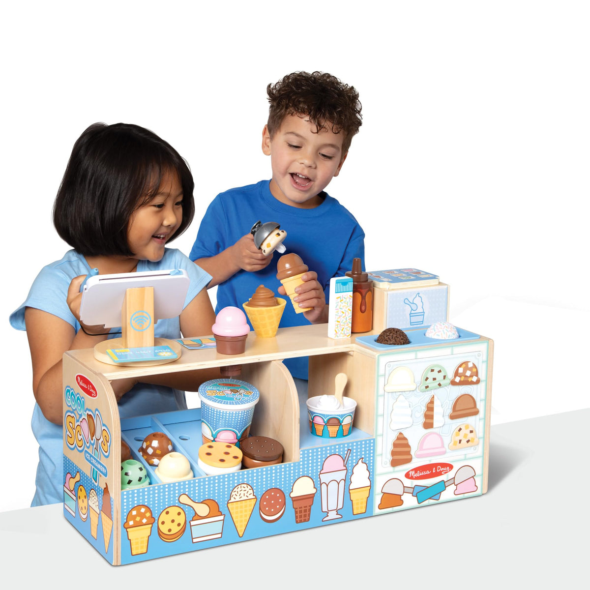 Melissa and Doug credit card pad adds realistic checkout moments.