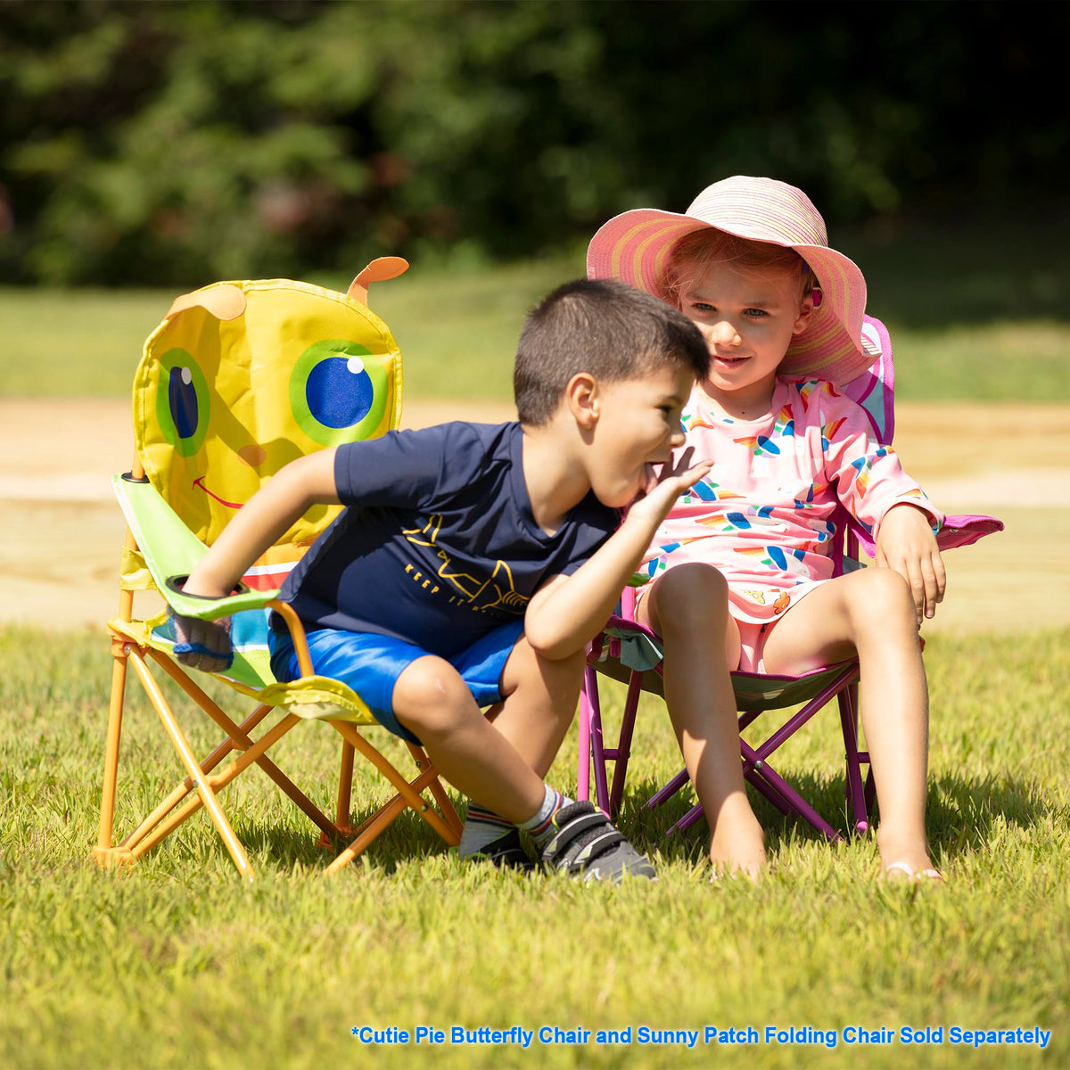 Travel-ready Cutie Pie Butterfly Camp Chair compact for car trips.