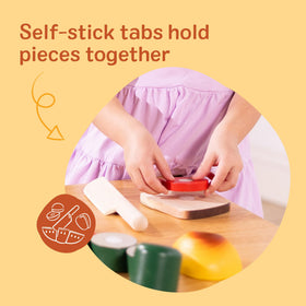 Melissa & Doug Cutting Food child-safe-knife closeup for safe kitchen role play.