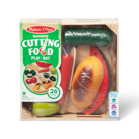 Melissa & Doug Cutting Food sliced-pieces-crunch demonstrates realistic cutting feedback.