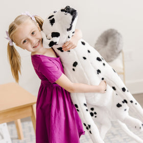 Huggable and durable dalmatian plush ready for frequent cuddles and play.