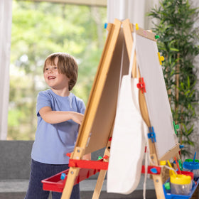 Melissa & Doug deluxe easel adjustable height supports growing children.