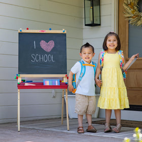 Melissa & Doug deluxe wooden easel chalkboard for bold, imaginative doodling.