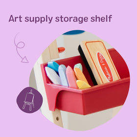 Melissa & Doug deluxe easel two front trays keep supplies organized.