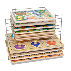 Melissa & Doug deluxe metal wire puzzle rack with 12 slots for organized play