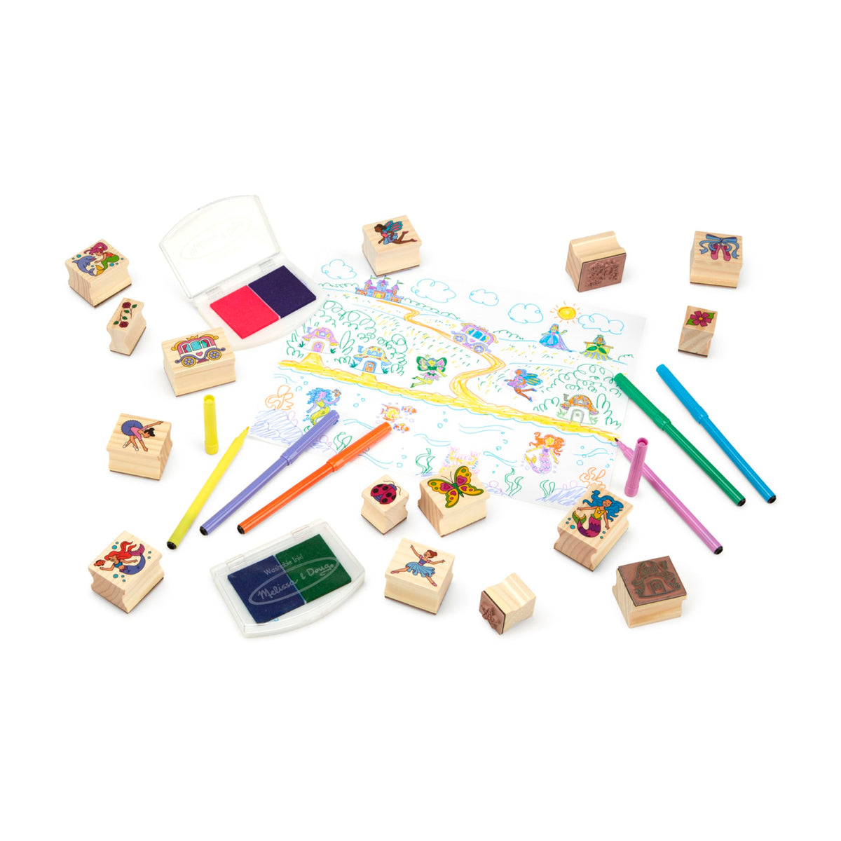 Melissa and Doug wooden-handled stamps ideal for cards and notebooks.