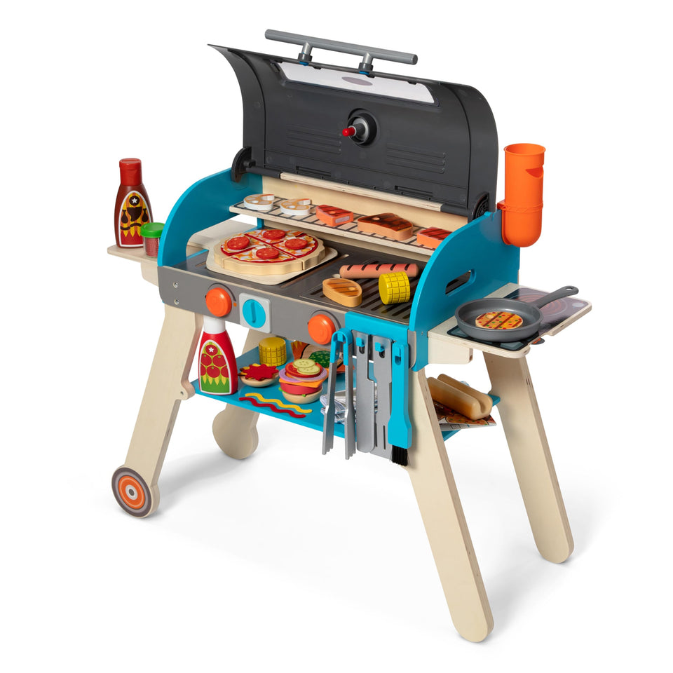 Melissa & Doug deluxe wooden barbecue grill for imaginative cooking play