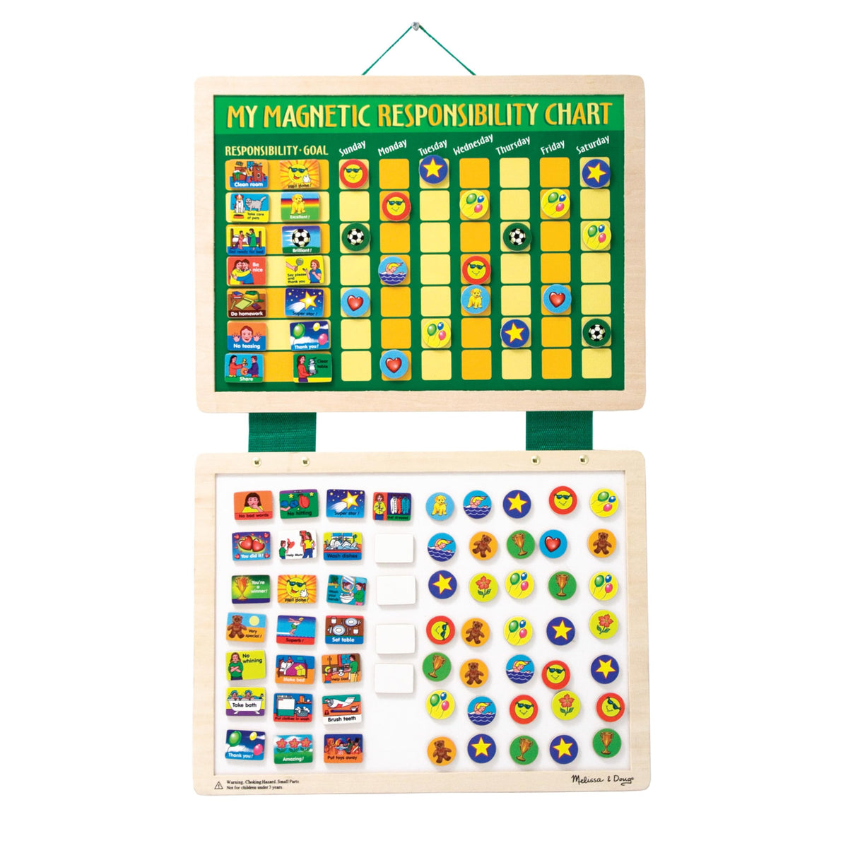 Melissa & Doug deluxe wooden magnetic responsibility chart boards for behavior tracking.