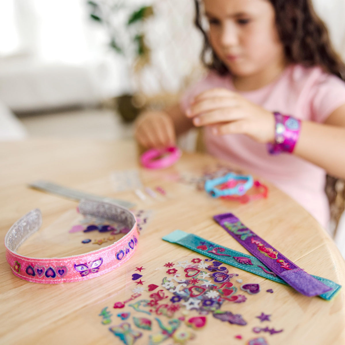 Melissa & Doug design-your-own-jewelry soft-bracelets kit; kids customize reversible bracelets for hands-on play.
