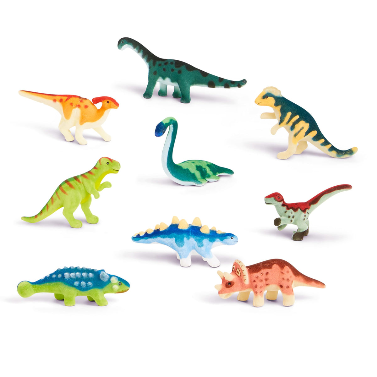 Melissa & Doug Ankylosaurus mini dinosaur stands independently for solo play.