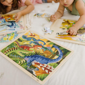 Melissa & Doug dinosaur puzzle scene colorful and engaging for imaginative play