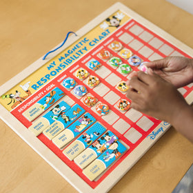 Melissa and Doug Mickey Mouse magnetic responsibility chart back demonstrates double-sided board