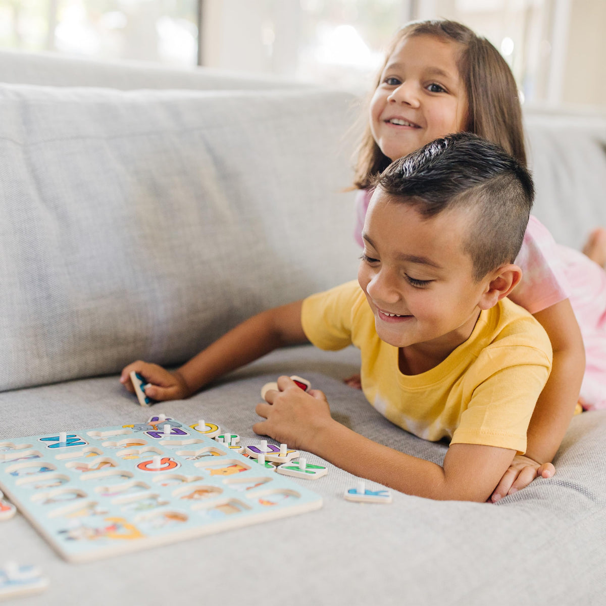 Melissa & Doug Disney peg puzzle numbers showcases countable images to practice numbers.