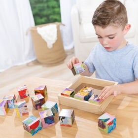 Melissa & Doug Disney Princess Ariel cube puzzle scene supports problem solving and pretend play.