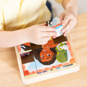 Melissa & Doug Disney Princess Cinderella cube puzzle scene enhances pattern recognition and color matching.