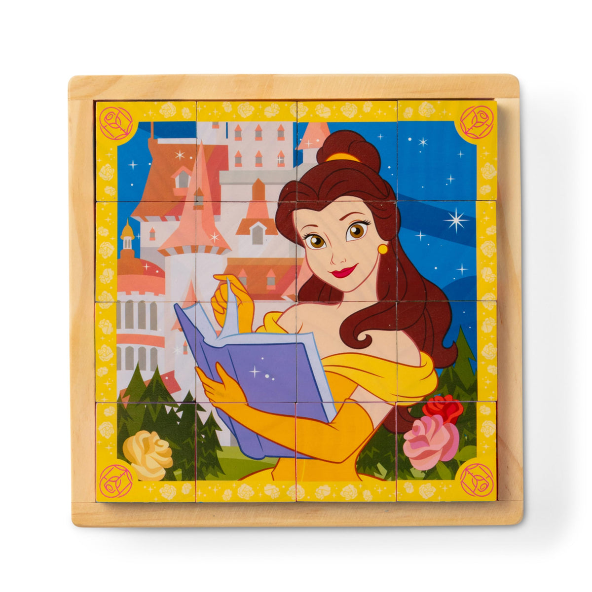 Melissa & Doug Disney Princess Moana cube puzzle scene boosts fine motor skills and visual matching.