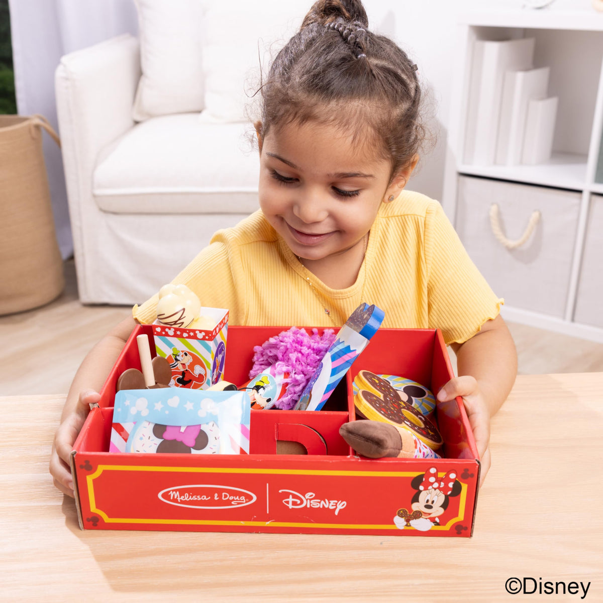 Melissa & Doug Disney Mickey ears coatings on wooden apple enhance display and storytelling.