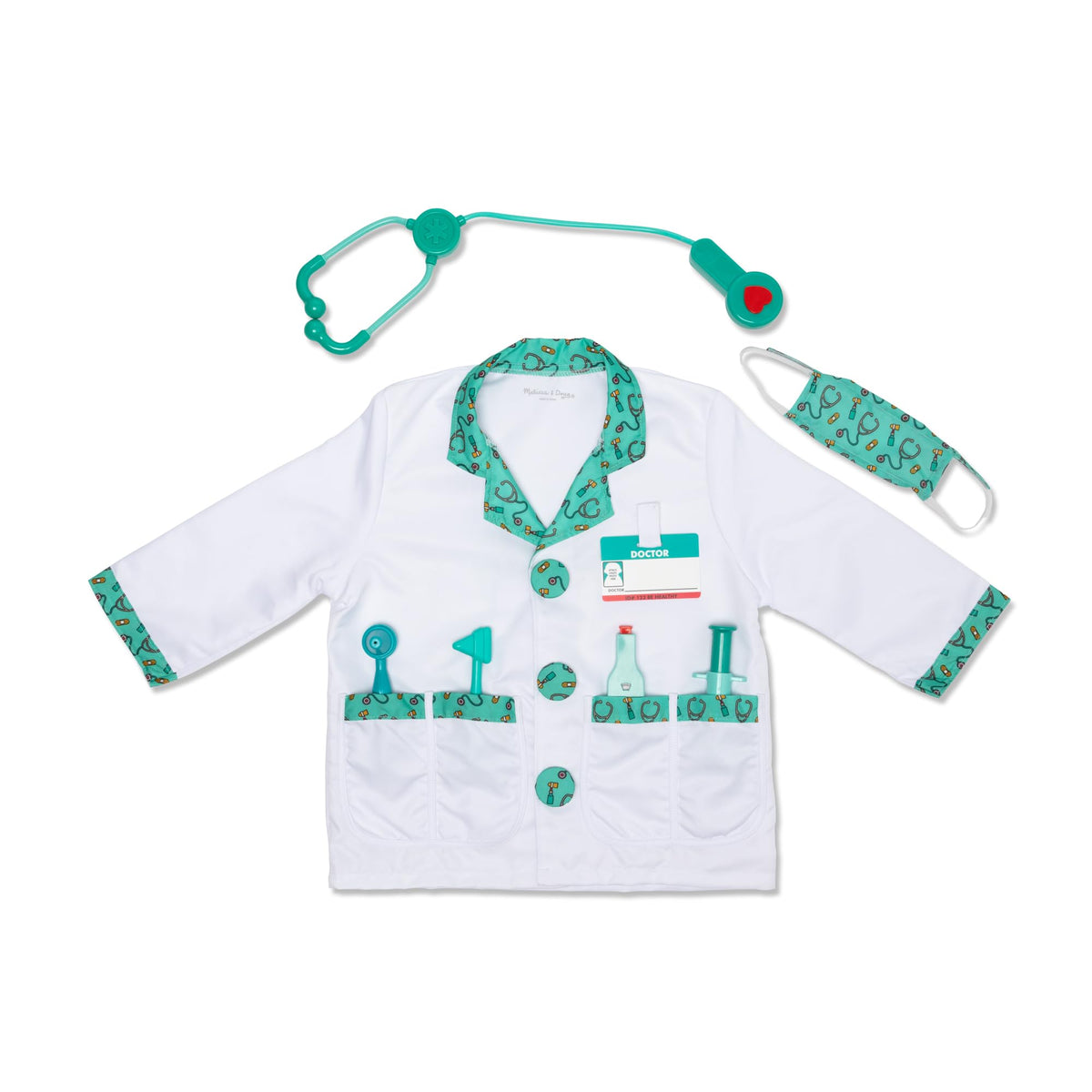 Melissa & Doug doctor costume coat for imaginative dress-up play.