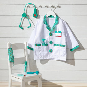 Melissa & Doug complete doctor costume ensemble for multi-piece dress-up.