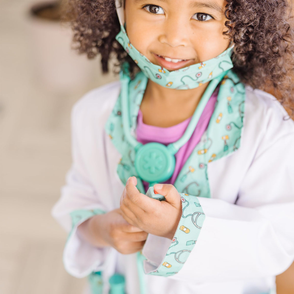 Melissa & Doug thermometer for realistic patient assessments during play.