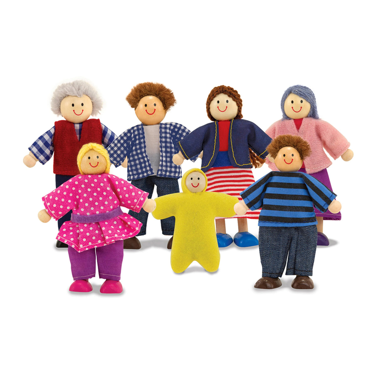Melissa & Doug poseable-doll-family-figures enable creative storytelling during pretend play.