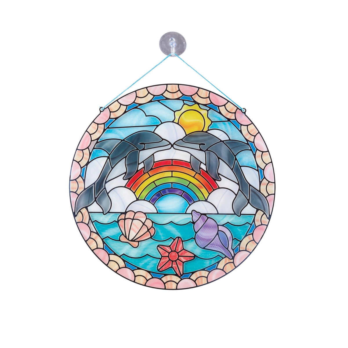 Melissa & Doug dolphin stained glass close-up shows vivid colors and texture