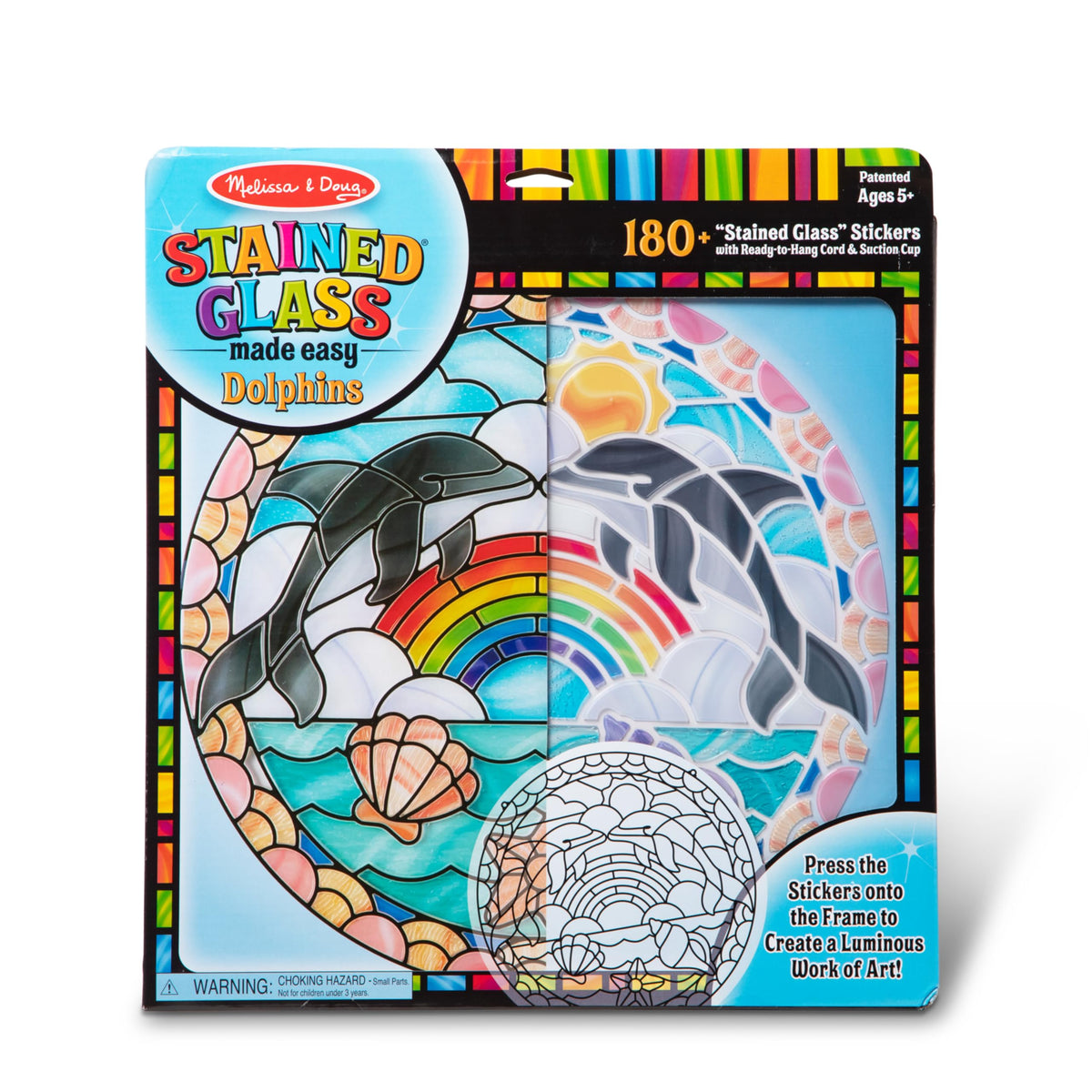 Melissa & Doug dolphins stained glass kit cover with bright colors for imaginative play