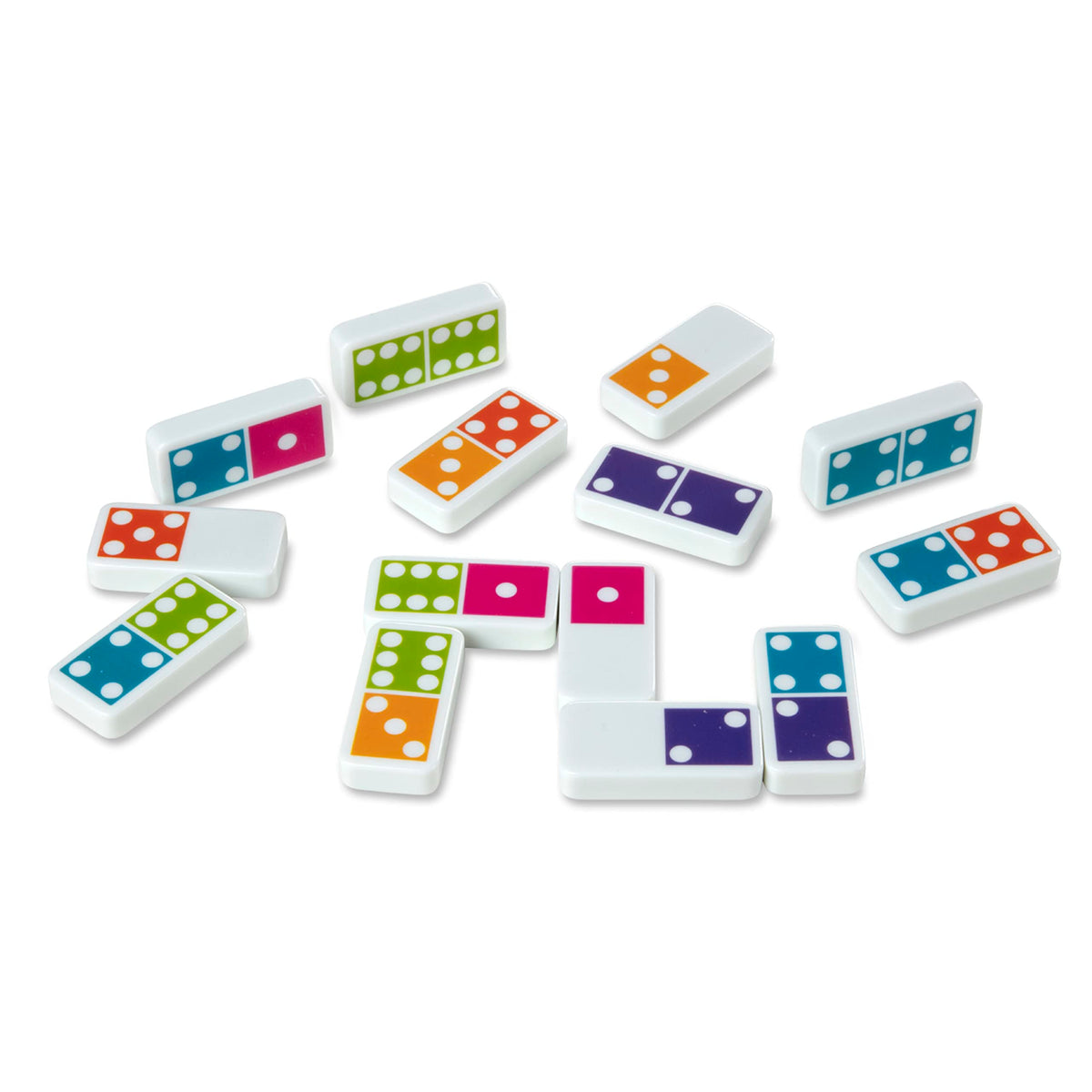 Melissa & Doug dominoes in a sturdy wooden tray for organized gameplay