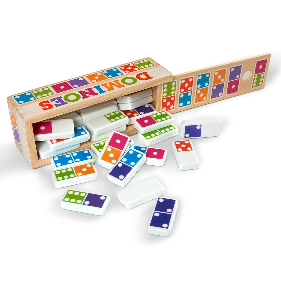 Melissa & Doug domino tiles in bright colors for engaging family play and visual matching