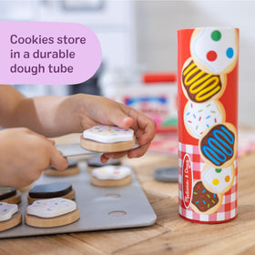Melissa & Doug dough storage tube keeps cookies organized after play.