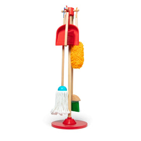 Melissa & Doug dust sweep mop broom set for kid-friendly pretend cleaning and coordination.