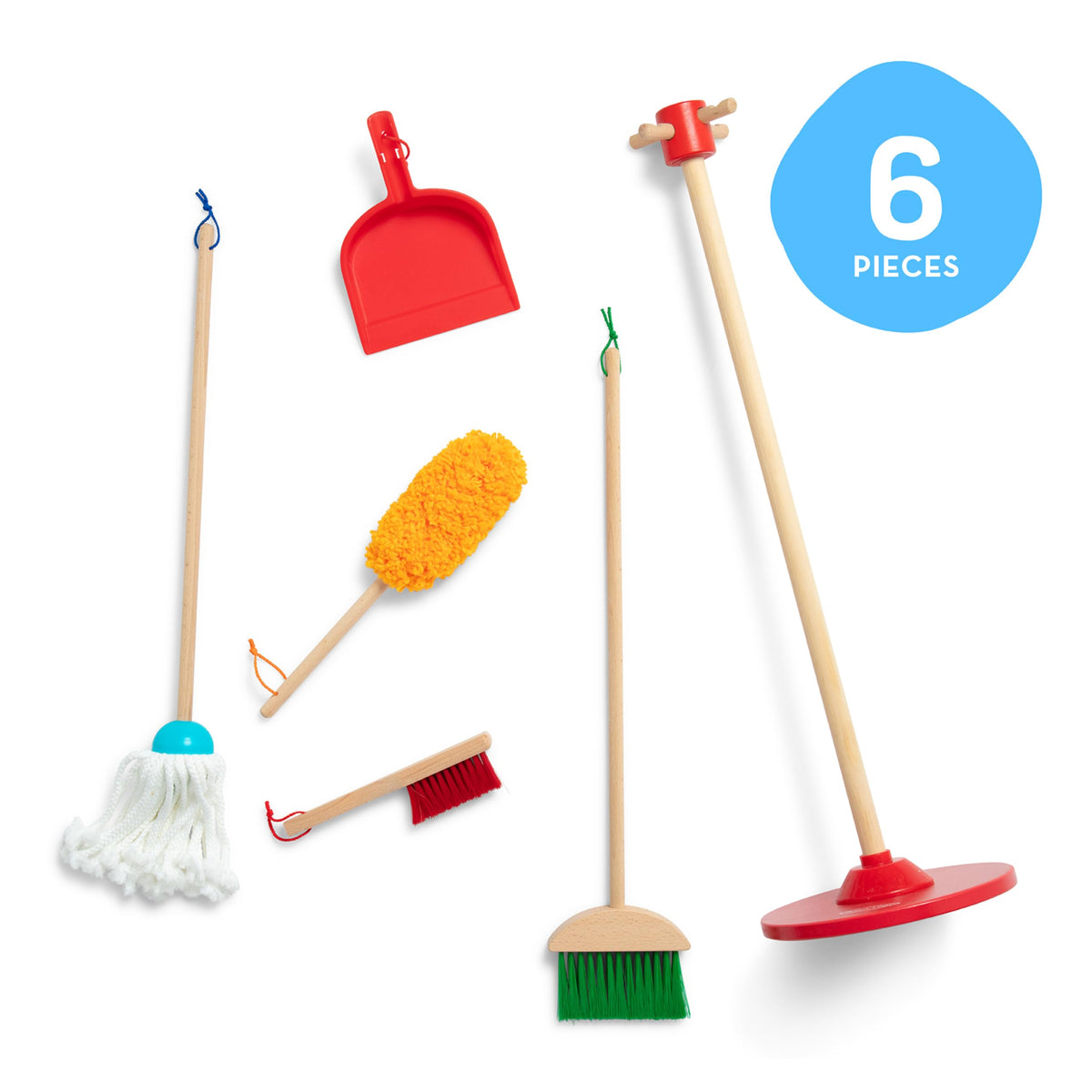Melissa & Doug dust sweep mop dustpan demonstrates real-life cleanup with kid-friendly design.