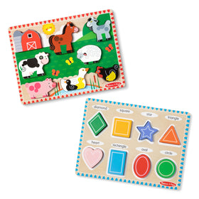 Melissa & Doug farm chunky puzzle with animals boosts early shape recognition and motor skills