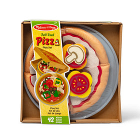 Melissa & Doug felt pizza pan provides a sturdy surface for pretend baking