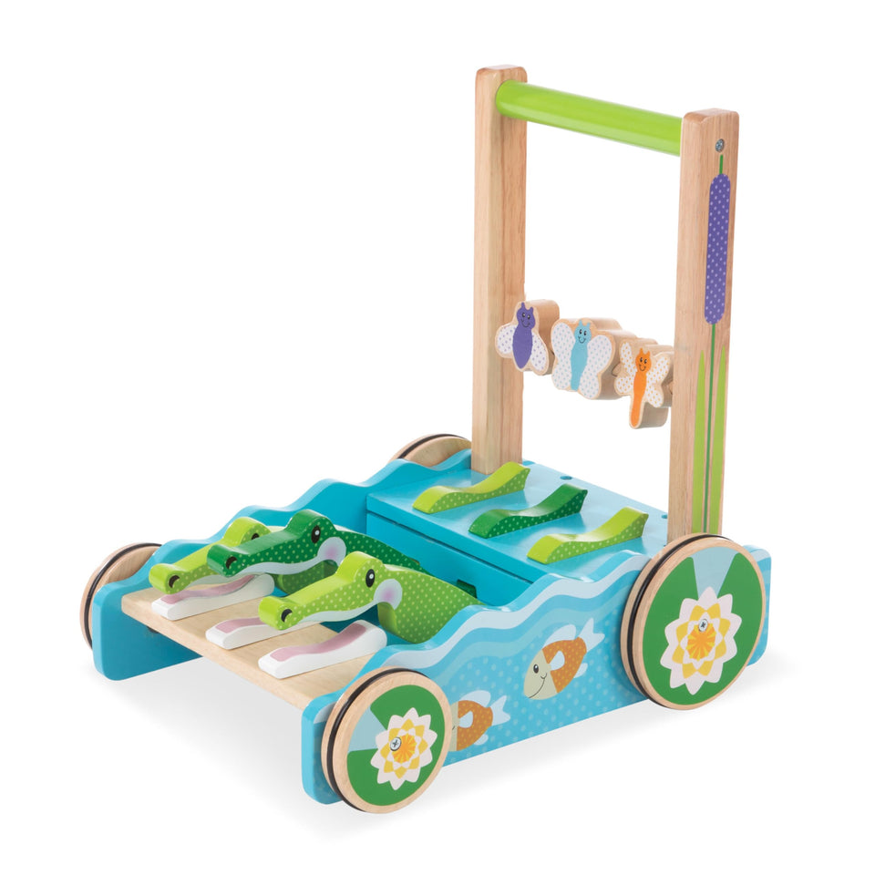 Melissa & Doug First Play Alligator push toy with clacking mouths supports early walking