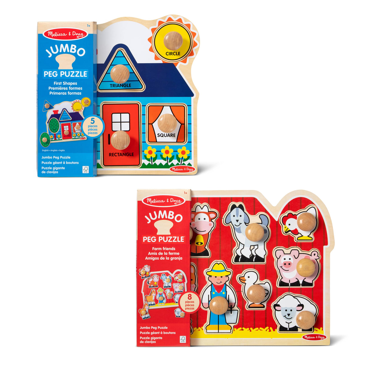 First Shapes pieces under pictures, Melissa & Doug, helps kids learn categories