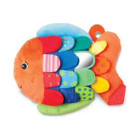Melissa & Doug Flip Fish toy with squeaker tail encourages grasping and auditory play